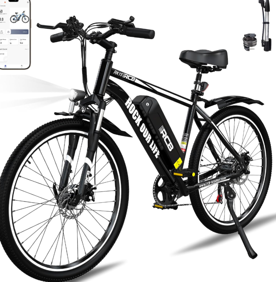 Electric City Bikes RK15, E-bikes 26",App,30-50 km,36V 10.4Ah