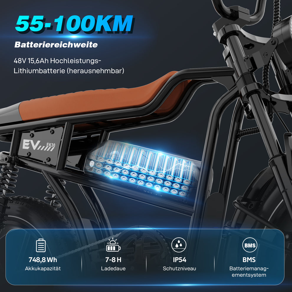 Electric Bike-City Bike-20"x4.0-48V18Ah-250W-NFC-App-All-Terrain E-Bike EK30 Pro